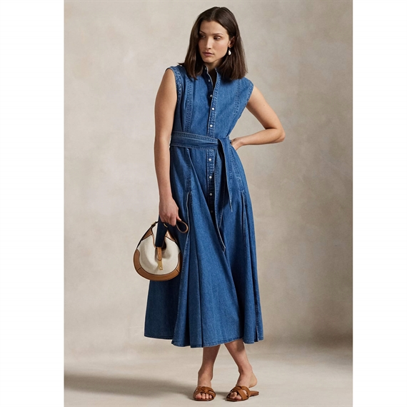 Polo Ralph Lauren Belted Denim Sleeveless Kjole, Indigo 